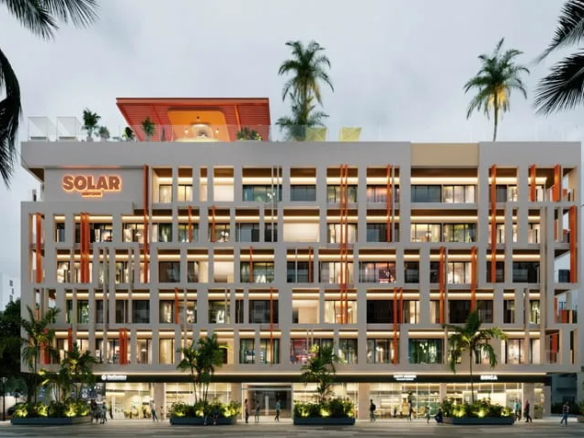 una fachada de un edificio nuevo en solar midtown playa del carmen