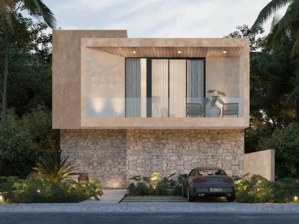 fachada de una casa en senderos de mayakoba playa del carmen