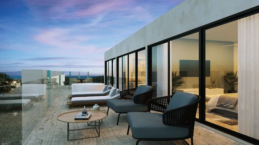 un rooftop privado de un penthouse en serenada playa del carmen